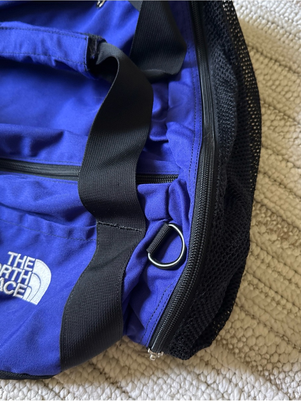 The North Face Backpack Duffle Bag Blue And Black Retro Bag Y2k VTG Vintage - Picture 4 of 12